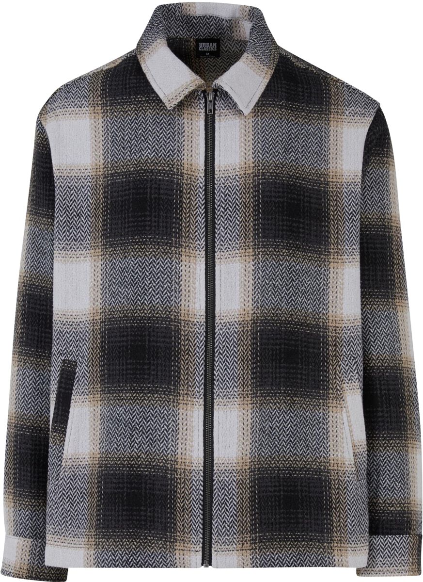 Urban Classics Übergangsjacke - Zipped Shirt Jacket - S bis 4XL - für Männer - Größe M - schwarz/beige von Urban Classics