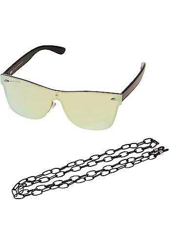 Urban Classics Unisex 103 Chain Sunglasses Sonnenbrille, Black/Gold Mirror, one Size von Urban Classics