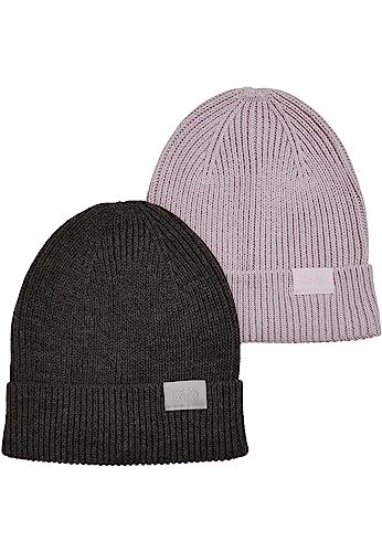 Urban Classics Unisex Acrylic 2-Pack Beanie-Mütze, heathergrey/softlilac, one Size von Urban Classics