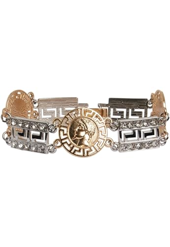 Urban Classics Unisex Armband Fancy Bracelet Kragenknopf, Silber (Silver/Gold 02381), Medium (Herstellergröße: S/M) von Urban Classics