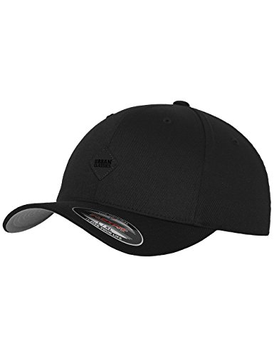 Urban Classics TB1029 Unisex Baseball Leatherpatch Flexfit Cap Schwarz (Blk/Blk 17), One size (Herstellergröße: S/M) von Urban Classics