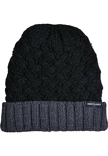 Urban Classics Unisex Mütze Braid Knit Beanie Black/heathergrey one Size von Urban Classics