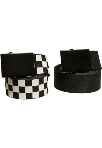 Urban Classics Unisex Check And Solid Canvas Belt 2-Pack black/offwhite, S/M von Urban Classics