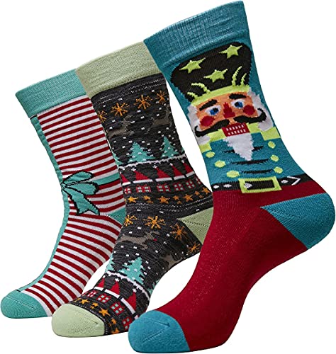 Urban Classics Unisex Christmas Nutcracker 3-Pack Socken, Multicolor, 39-42 von Urban Classics