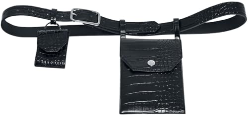 Urban Classics Unisex Croco Synthetic Leather Belt with Pouch Gürtel, Black/Silver, S/M von Urban Classics