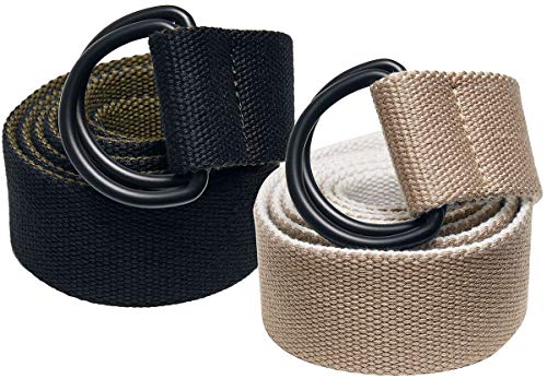 Urban Classics Unisex Easy D-ring riem 2-pack G rtel, Black/Olive & White/Pepple, Einheitsgröße EU von Urban Classics