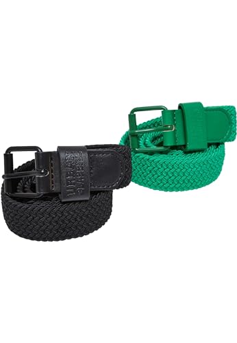 Urban Classics Unisex Elastic Belt Set Kids Gürtel, Black/bodegagreen, L/XL von Urban Classics