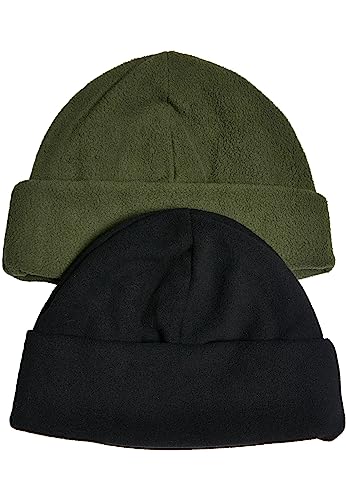 Urban Classics Unisex TB5825-Fleece 2-Pack Beanie-Mütze, tiniolive/Black, One Size von Urban Classics