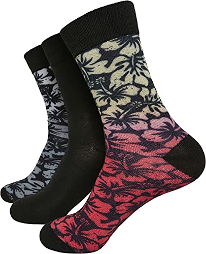 Urban Classics Unisex TB3398-Flower 3-Pack Socken, Black/Grey/red, 35-38 von Urban Classics