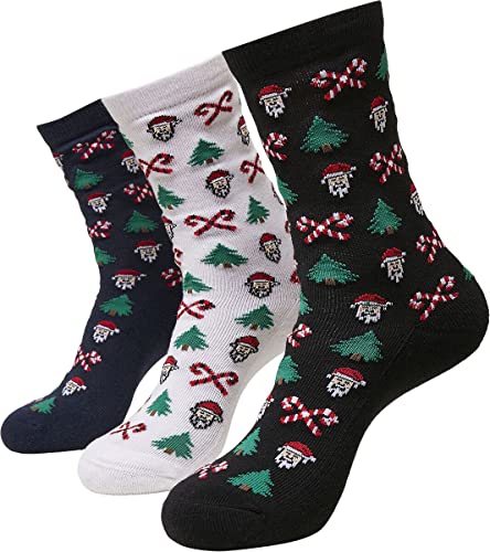 Urban Classics Unisex Grumpy Santa Christmas 3-pack Socken, black/navy/white, 35-38 EU von Urban Classics