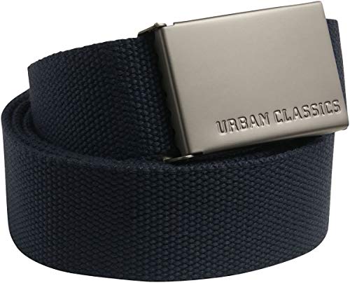 Urban Classics Unisex Gürtel Canvas Belt, One Size verstellbare Unisex Canvasgürtel, Metallschließe mit Logo-Prägung, navy, one size von Urban Classics