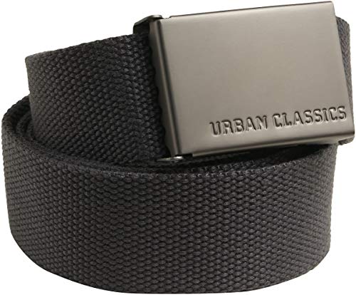 Urban Classics Unisex Gürtel Canvas Belt, One Size verstellbare Unisex Canvasgürtel, Metallschließe mit Logo-Prägung, charcoal, one size von Urban Classics