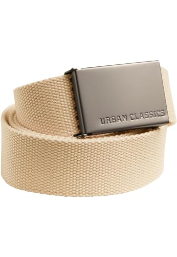 Urban Classics Unisex Gürtel Canvas Belt, One Size verstellbare Unisex Canvasgürtel, Metallschließe mit Logo-Prägung, beige, one size von Urban Classics