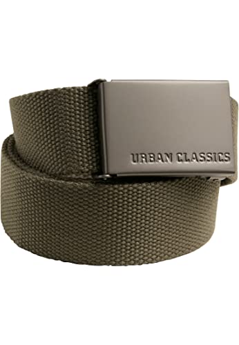 Urban Classics Unisex Gürtel Canvas Belt, One Size verstellbare Unisex Canvasgürtel, Metallschließe mit Logo-Prägung, olive, one size von Urban Classics