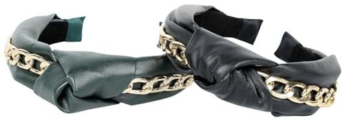 Urban Classics Unisex Haarreif Doppelpack Alice Band With Chain 2-Pack, Multipack Haarreifen mit integrierter Kette, black/bottlegreen, one size von Urban Classics