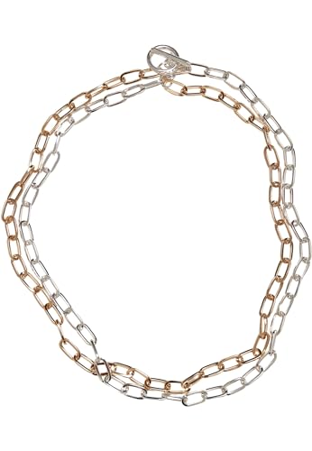 Urban Classics Unisex Halskette Bicolor Layering Necklace, Modeschmuck Kette in silber/gold für Männer und Frauen mit Ring Anhänger, Länge 47 cm von Urban Classics