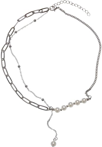 Urban Classics Unisex Halskette Jupiter Pearl Various Chain Necklace silver one size von Urban Classics