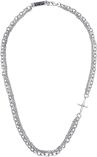 Urban Classics Unisex Halskette Layering Small Cross Necklace, Modschmuck Kette für Männer und Frauen, doppelreihig, Länge 53 cm von Urban Classics