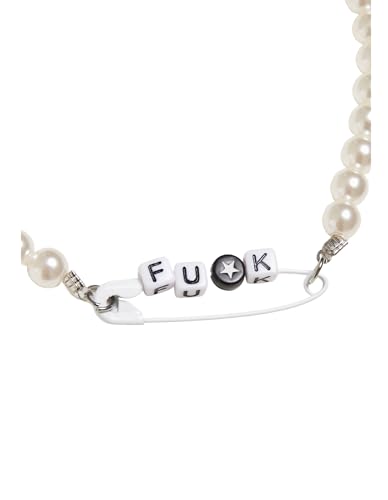 Urban Classics Unisex Halskette Pearl F**k Necklace für Frauen und Männer Perlenkette mit stylischem FU*K Anhänger, one size von Urban Classics