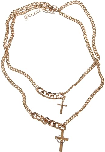 Urban Classics Unisex Halskette Various Chain Cross Necklace gold one size von Urban Classics