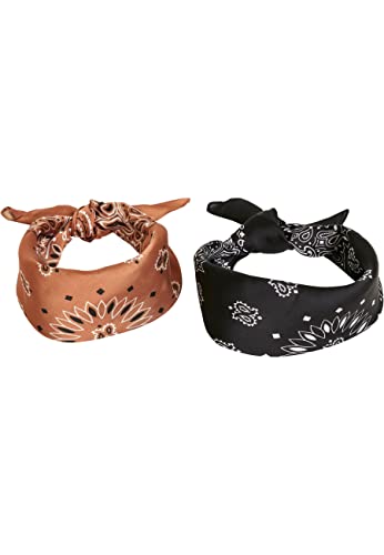 Urban Classics Unisex Satijnen 2-pack Bandana, Black+cognac, Einheitsgröße EU von Urban Classics