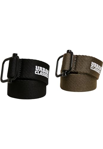 Urban Classics Unisex TB4294-Industrial Canvas Belt 2-Pack Gürtel, Black/Olive, S/M von Urban Classics