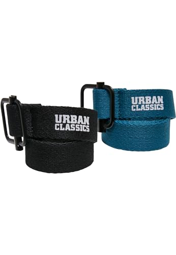 Urban Classics Unisex UCK4294-Industrial Canvas Kids 2-Pack Belt, Black/Green, one Size von Urban Classics