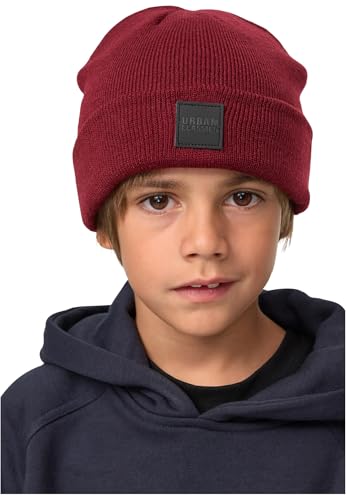 Urban Classics Kinder Mütze Logopatch Beanie Kids 2-Pack Charcoal+Burgundy 146/152 von Urban Classics