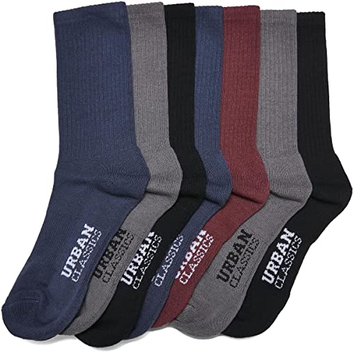 Urban Classics Unisex TB4875-Logo Sport 7-Pack Socken, Black/Charcoal/Cherry/darkblue, 35-38 von Urban Classics