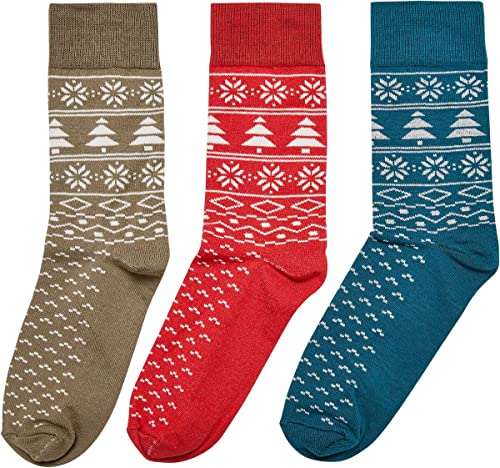 Urban Classics Unisex TB5876-Norwegian Pattern 3-Pack Socken, hugered/Jasper/tiniolive, 39-42 von Urban Classics