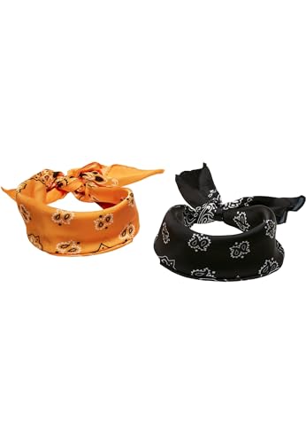 Urban Classics Unisex Satin 2-Pack Bandana, Black/orange, one Size von Urban Classics