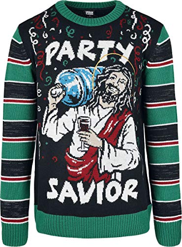 Savior Christmas Sweater Black/x-masgreen XL von Urban Classics