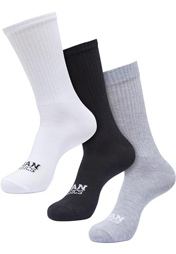 Urban Classics Unisex Socken Simple Flat Knit Socks 3-Pack, 3er Pack Unisex flachgestrickten Socken, white+black+heathergrey, 35-38 von Urban Classics