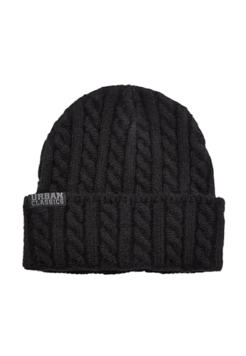 Urban Classics Unisex TB6534-Cable Knit Beanie-Mütze, Black, one Size von Urban Classics