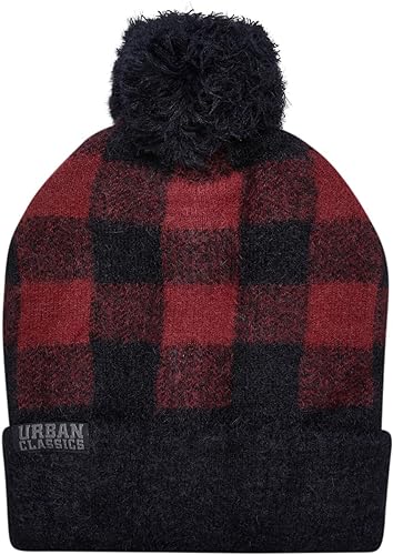 Urban Classics Unisex TB6532-Pom Beanie-Mütze, Black/red, one Size von Urban Classics