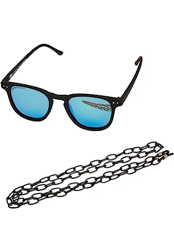 Urban Classics Unisex TB3380-Sunglasses Arthur with Chain Sonnenbrille, Black/Blue, one Size von Urban Classics