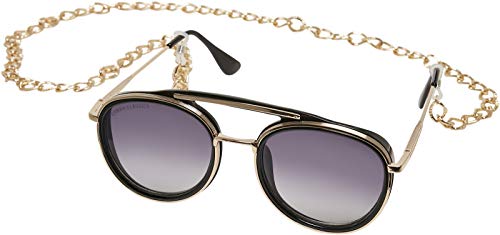 Urban Classics Unisex Sunglasses Ibiza with Chain Sonnenbrille, Black/Gold, one Size von Urban Classics