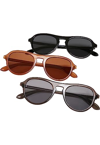 Urban Classics Unisex Sunglasses Kalimantan 3-Pack Sonnenbrille, brown/grey/black, one size (3er Pack) von Urban Classics