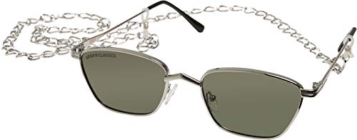 Urban Classics Unisex TB4220-Sunglasses Kalymnos with Chain Sonnenbrille, Silver/Green, one Size von Urban Classics