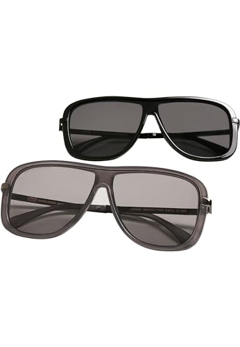 Urban Classics Unisex Sonnenbrille Sunglasses Milos 2-Pack für Männer und Frauen, black/black & grey/grey, one size von Urban Classics