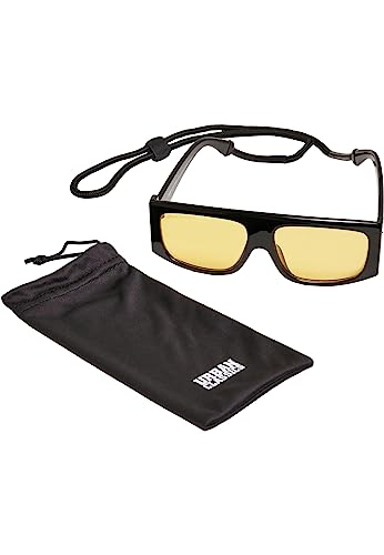 Urban Classics Unisex Sunglasses Raja with Strap Sonnenbrille, Black/Yellow, one Size von Urban Classics