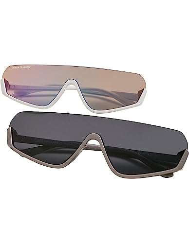 Urban Classics Unisex Sunglasses Spetses 2-Pack Sonnenbrille, wht/hollographic & d.Grey/blk, one Size (2er Pack) von Urban Classics