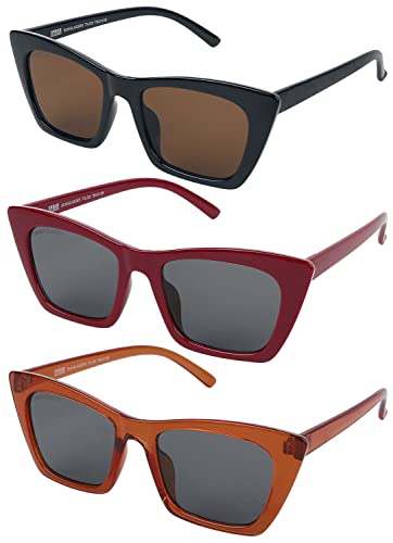 Urban Classics Unisex Sunglasses Tilos 3-Pack Sonnenbrille, dark red/black/orange, one size (3er Pack) von Urban Classics