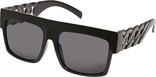 Urban Classics Unisex Sunglasses Zakynthos with Chain Sonnenbrille, Black/Silver, one Size von Urban Classics