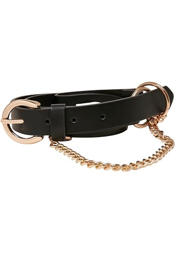 Urban Classics Unisex Synthetic Leather Belt with Chain Gürtel, Black/Gold, L/XL von Urban Classics