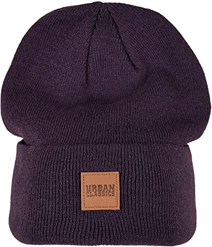 Urban Classics Unisex Synthetic Leatherpatch Long Beanie M tze, plum, Einheitsgröße EU von Urban Classics