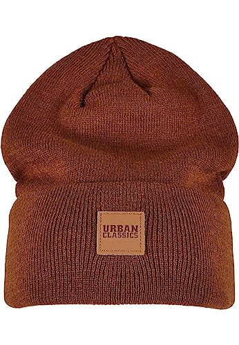 Urban Classics Unisex TB626-Synthetic Leatherpatch Long Beanie-Mütze, Toffee, one Size von Urban Classics