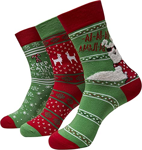 Urban Classics Unisex TB3747-Christmas Lama 3-Pack Socken, Multicolor, 35-38 von Urban Classics