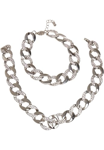 Urban Classics Basic Diamond Necklace And Bracelet Set silver one size von Urban Classics