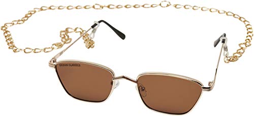 Urban Classics Unisex TB4220-Sunglasses Kalymnos with Chain Sonnenbrille, Gold/Brown, one Size von Urban Classics